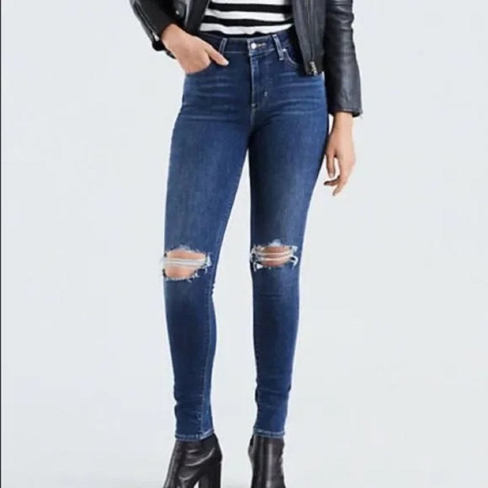 LEVI 721 HIGH RISE RIPPED SKINNY WOMEN'S JEANS size 24